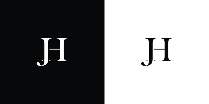 Abstract letters logo Monogram JH or HJ in black and white color