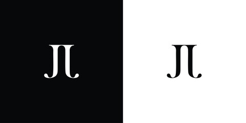 Abstract Initial letters JJ linked monogram logo vector in black and white color
