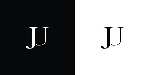Abstract Minimalist line art letter JU logo in black and white color