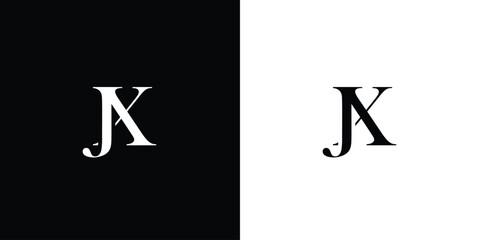 Abstract letter JX logo design vector in black and white color