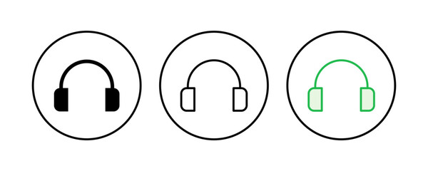 Headphone icon set. Headvector icon symbols