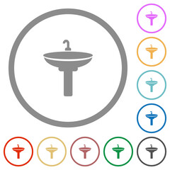 Sink flat icons with outlines