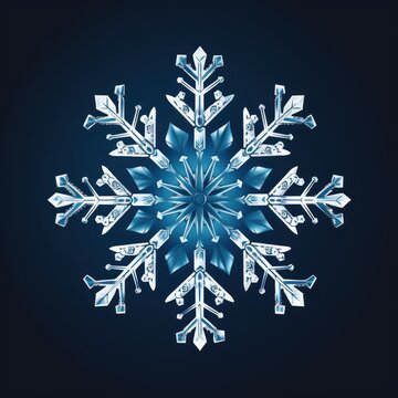 Illustration of a snowflake with a blue background.