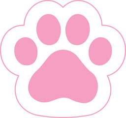 Cat paw in pink and white color cute icon.