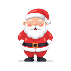 Flat Vector Portrait of Smiling Happy Santa Claus Icon. Cartoon Christmas Santa Claus Icon, Isolated Vector Illustration, Front View