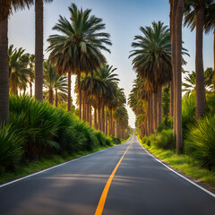 Fototapeta premium palm trees on the road