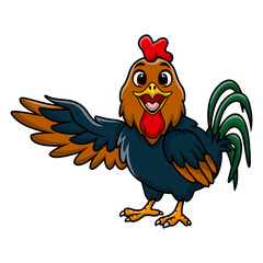 Cute rooster cartoon on white background