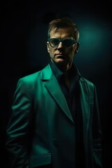 Fototapeta premium businessman in green jacket and glasses