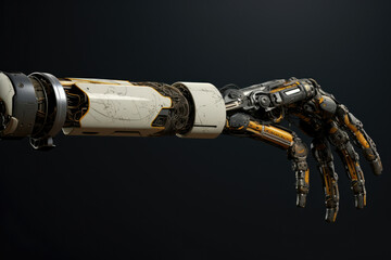 Metal weapon futuristic cyborg black white robot gun artificial technology