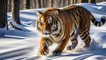siberian tiger in snow,
Siberian tigers stand on a snow covered hill,
Beautiful amur tiger on snow tiger in winter forest,
Siberian Majesty: Tiger in the Snow"
"Winter's Grace: Siberian Tiger Portrait