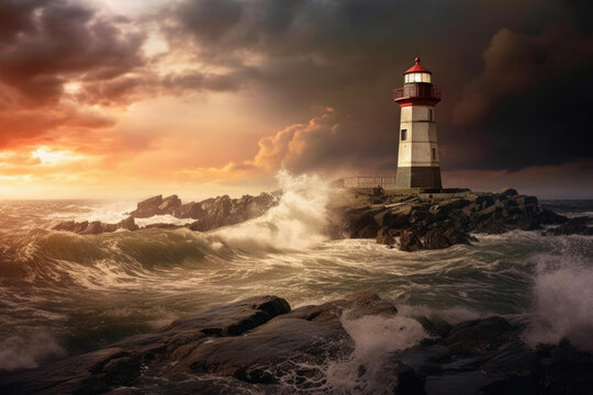 Sea wave beacon water wind blue nature storm sky lighthouse ocean