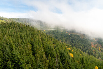 Trail in the clouds in Dolní Morava in Kralovsky Sneznik mountains in Czech Republic. Sky Walk, Sky Bridge