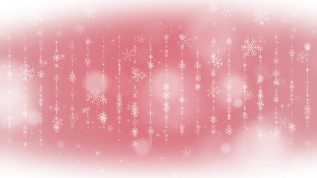 Snowflakes and grid squares on a red background. Seamless pattern. Christmass loop motion graphic.