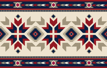 Ethnic tribal colorful background. Seamless tribal flower pattern, folk embroidery, tradition geometric Aztec ornament. Tradition Native and Navaho design for fabric, textile, print, rug, paper