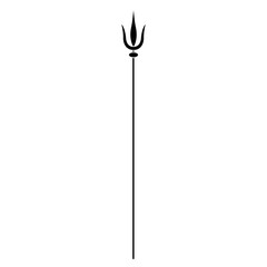 Trishula. Trident of god Shiva. Hindu symbol. Black and white silhouette.