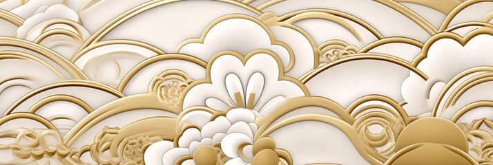 Fototapeta na wymiar background golden retro luxury pattern, vintage white cool japanese tradition. legal AI