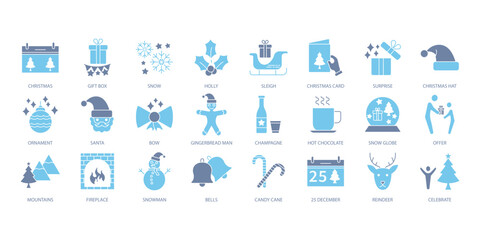 Christmas icons set. Set of editable stroke icons.Vector set of Christmas