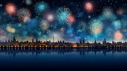 Fotobehang Firework in new year on dark background © tigerheart