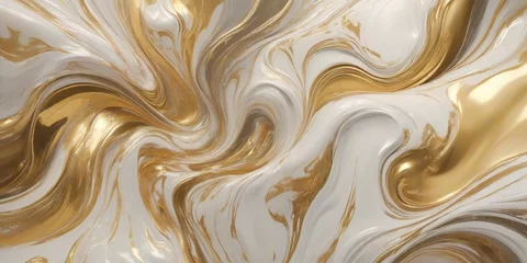 Fotobehang gold and cream liquid background, abstract gold and cream background © New2023