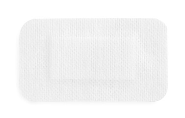 One medical adhesive bandage isolated on white, top view