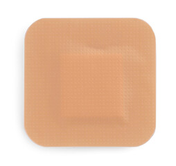 One medical adhesive bandage isolated on white, top view