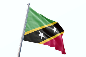 Saint Kitts and Nevis flag waving isolated on white background