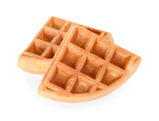 Two tasty Belgian waffles isolated on white
