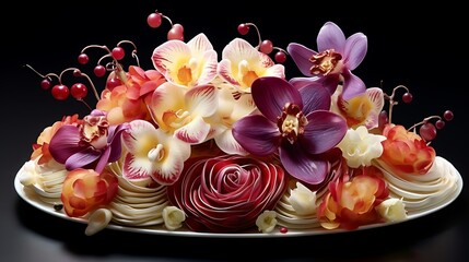 Artistic edible flower centerpieces