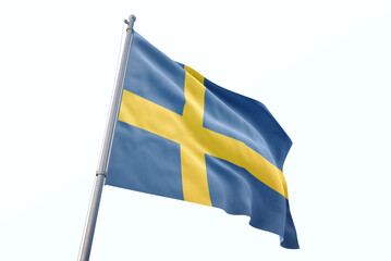 Sweden flag waving isolated on white background