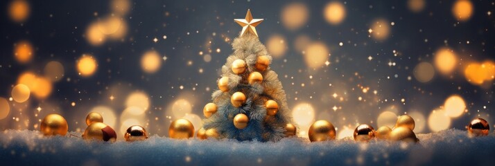 Fototapeta na wymiar a christmas tree is placed over bokeh background, generative AI