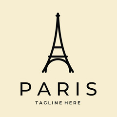Paris line art logo vector minimalist icon illustration design template