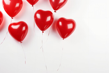 Red Romantic Valentine's Day Love Balloons On White Background