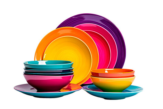 Colorful dinner wear set over isolated transparent background