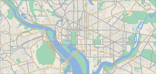 Layered editable vector illustration outline Map of Washington D.C,USA