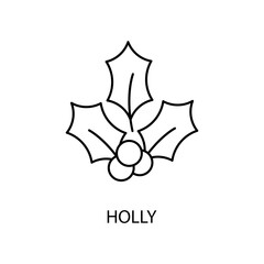 holly concept line icon. Simple element illustration. holly concept outline symbol design.