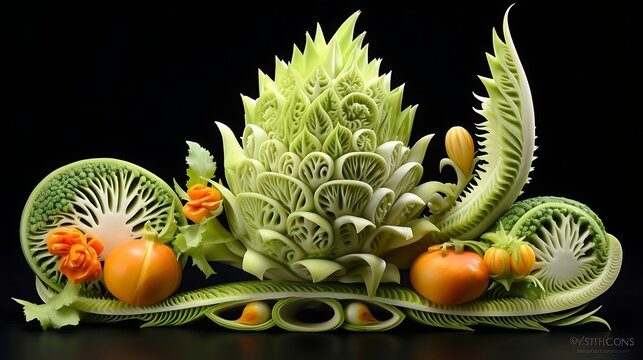 Precision knife skills in fruit and vegetable carving