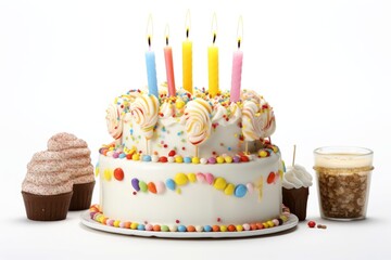 Cute birthday colorful cake, sweet food