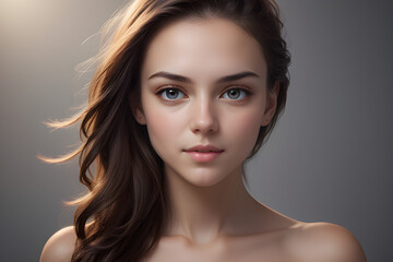 Naklejka premium portrait of a young adult woman 20s-30s. AI generated.