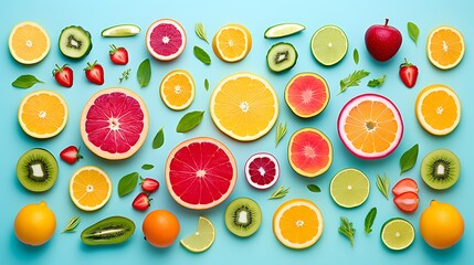 Vibrant and colorful food flat lays
