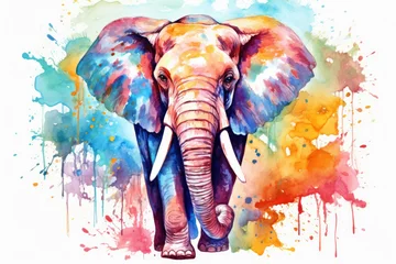 Foto op Aluminium Drawing background art nature safari illustration africa african design watercolor mammal animal wildlife elephant © SHOTPRIME STUDIO