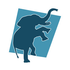 Silhouette of a big elephant animal. Silhouette of a wild elephant animal.
