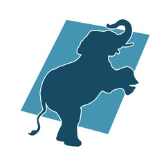 Silhouette of a big elephant animal. Silhouette of a wild elephant animal.
