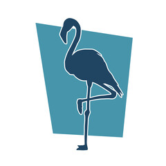 Silhouette of a flamingo bird animal in elegant pose.