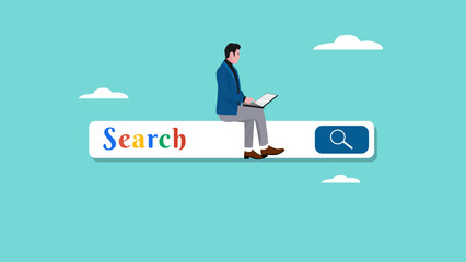 find job vector and illustration with the concept of someone looking for job vacancies on the internet using a laptop, looking for job vacancies concept