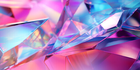  3d Render Of Abstract Diffraction Background With Diamond Like Facets, Brilliant, Blue Diamond.AI...
