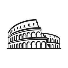 line illustration of colosseum rome