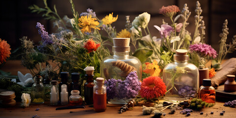 Herbal Bliss Capturing the Essence of Nature with Essential Oils.AI Generative 