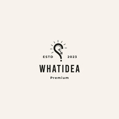 light bulb and question mark logo design retro hipster vintage