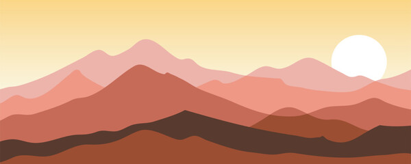 Fototapeta na wymiar Mountain colors, translucent waves, sunset, abstract glass shapes, modern background, design vector illustration