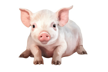 Fototapeta premium Watercolor hand-painted style of a piglet on a white background